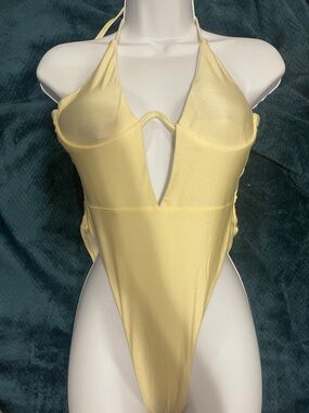PrettyLittleThing Cream One Piece Swimsuit